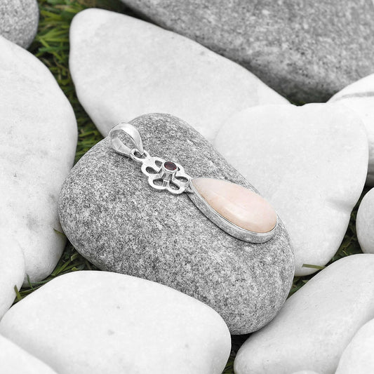 Natural Pink Scolecite & Garnet Pendant P-1634 SDP127174