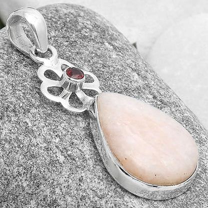 Natural Pink Scolecite & Garnet Pendant P-1634 SDP127176
