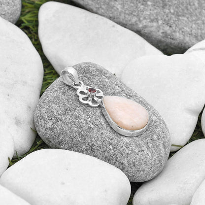 Natural Pink Scolecite & Garnet Pendant P-1634 SDP127176