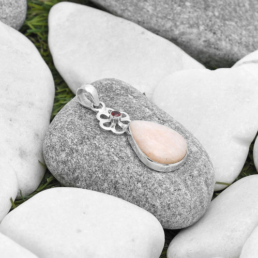 Natural Pink Scolecite & Garnet Pendant P-1634 SDP127176