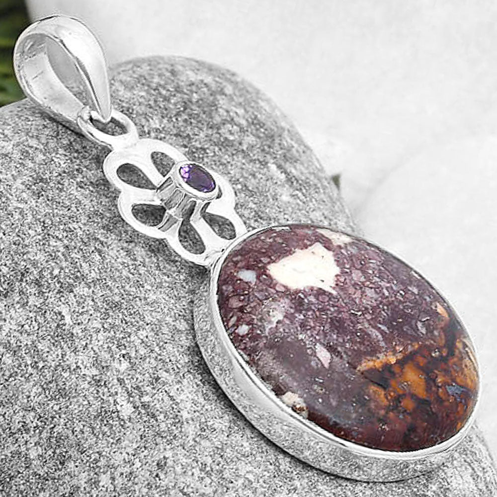Natural Wild Horse Jasper & Iolite Pendant P-1634 SDP127179