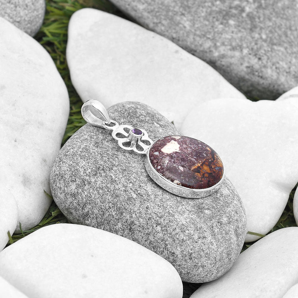 Natural Wild Horse Jasper & Iolite Pendant P-1634 SDP127179
