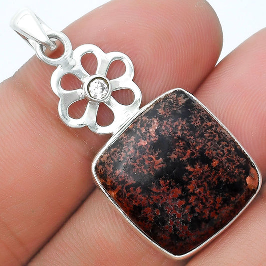 Mexican Flower Obsidian & White Quartz Pendant P-1634 SDP127185