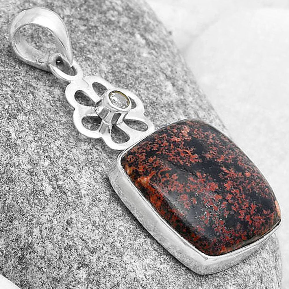 Mexican Flower Obsidian & White Quartz Pendant P-1634 SDP127185