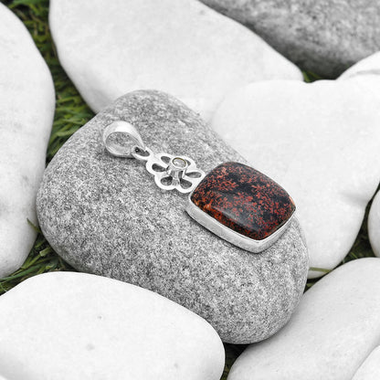 Mexican Flower Obsidian & White Quartz Pendant P-1634 SDP127185
