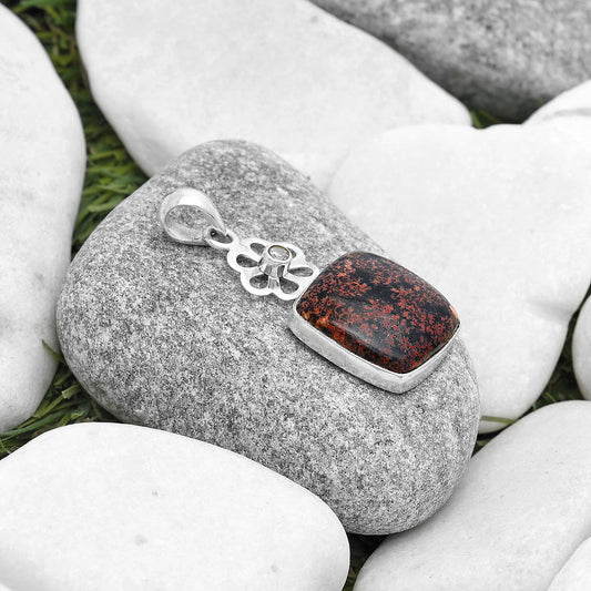 Mexican Flower Obsidian & White Quartz Pendant P-1634 SDP127185