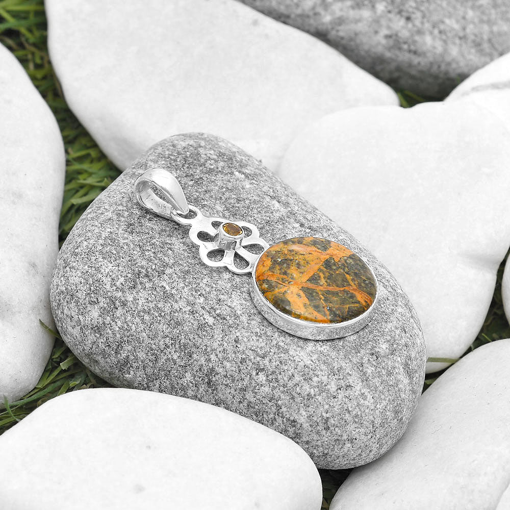 Moroccan Yellow Jacket Jasper & Citrine Pendant P-1634 SDP127190