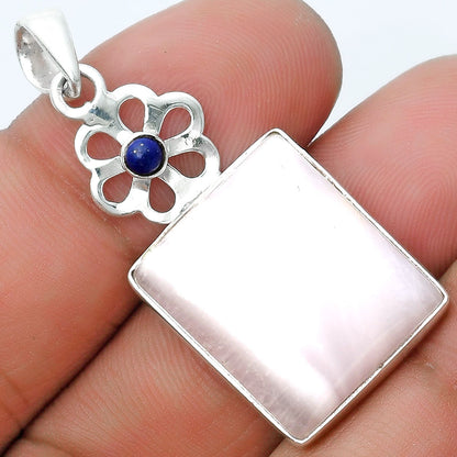 Natural Pink Aragonite & Lapis Lazuli Pendant P-1634 SDP127193