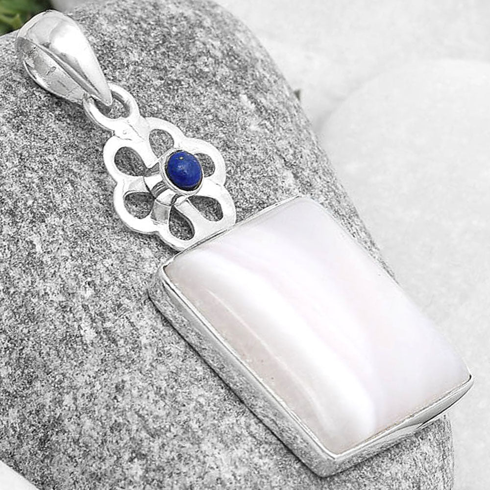 Natural Pink Aragonite & Lapis Lazuli Pendant P-1634 SDP127193