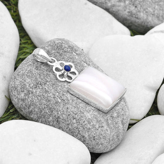 Natural Pink Aragonite & Lapis Lazuli Pendant P-1634 SDP127193