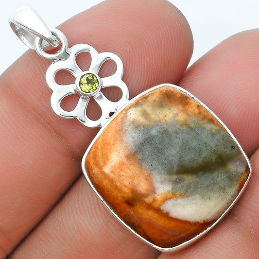 Rocky Butte Picture Jasper & Peridot Pendant P-1634 SDP127194