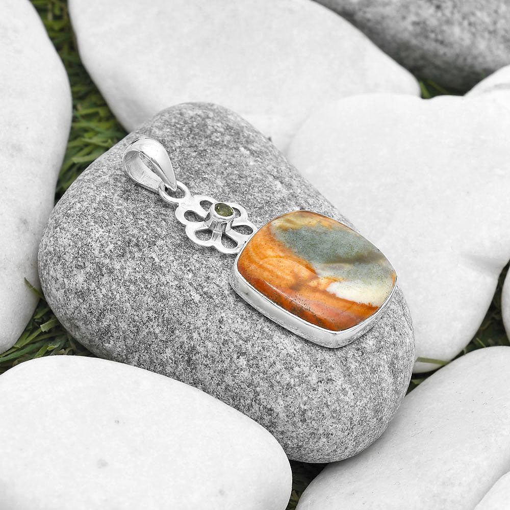 Rocky Butte Picture Jasper & Peridot Pendant P-1634 SDP127194