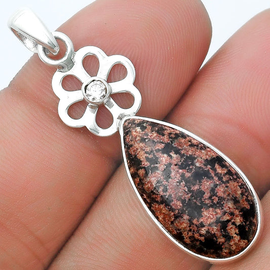 Mexican Flower Obsidian & White Quartz Pendant P-1634 SDP127195
