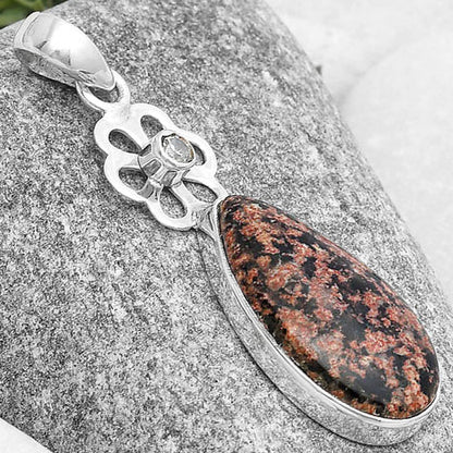 Mexican Flower Obsidian & White Quartz Pendant P-1634 SDP127195