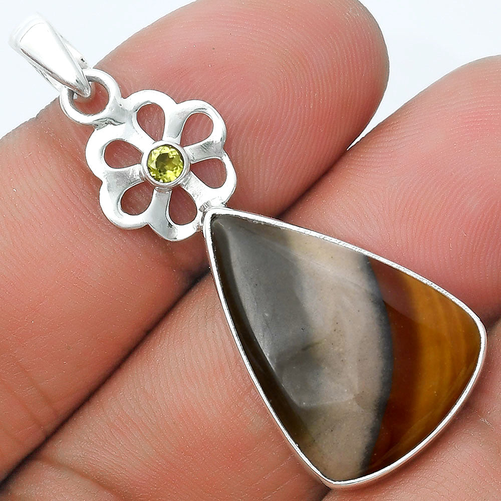 Natural Polygram Jasper & Peridot Pendant P-1634 SDP127196