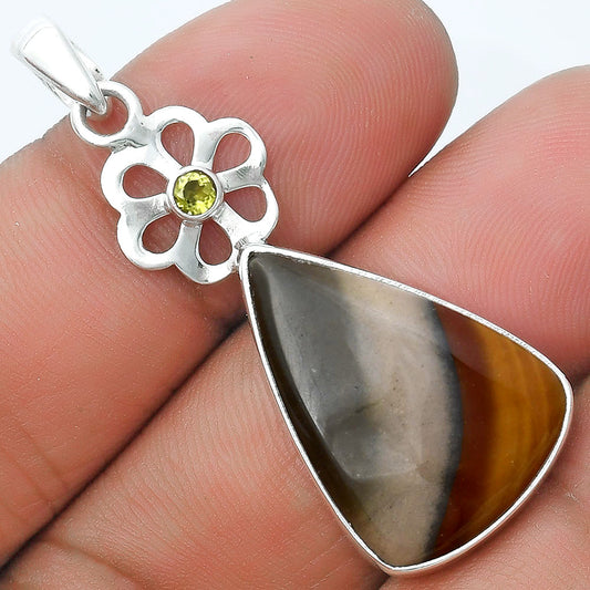 Natural Polygram Jasper & Peridot Pendant P-1634 SDP127196
