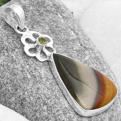 Natural Polygram Jasper & Peridot Pendant P-1634 SDP127196
