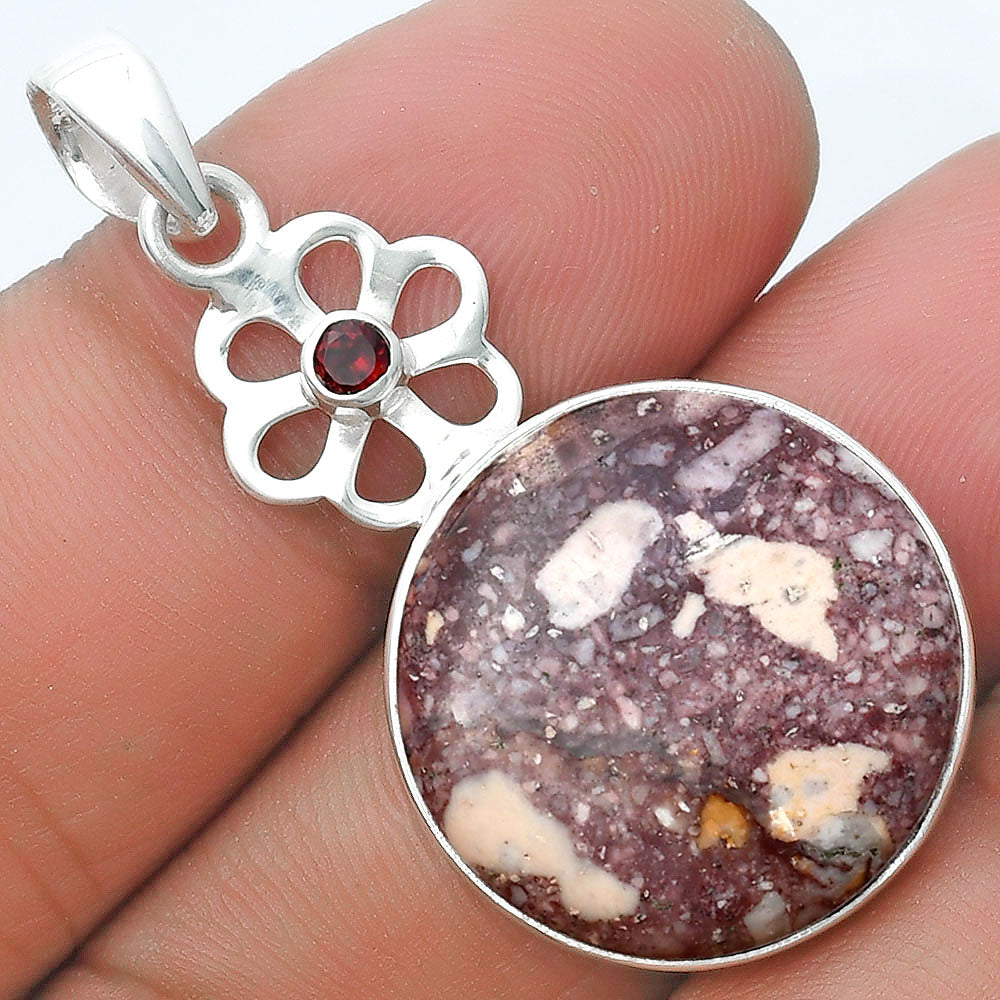 Natural Wild Horse Jasper & Garnet Pendant P-1634 SDP127200
