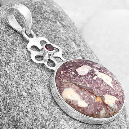 Natural Wild Horse Jasper & Garnet Pendant P-1634 SDP127200