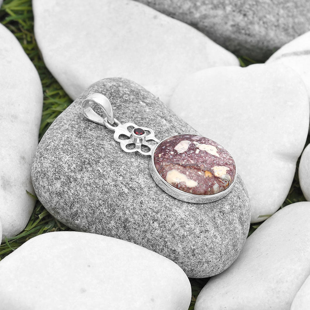 Natural Wild Horse Jasper & Garnet Pendant P-1634 SDP127200