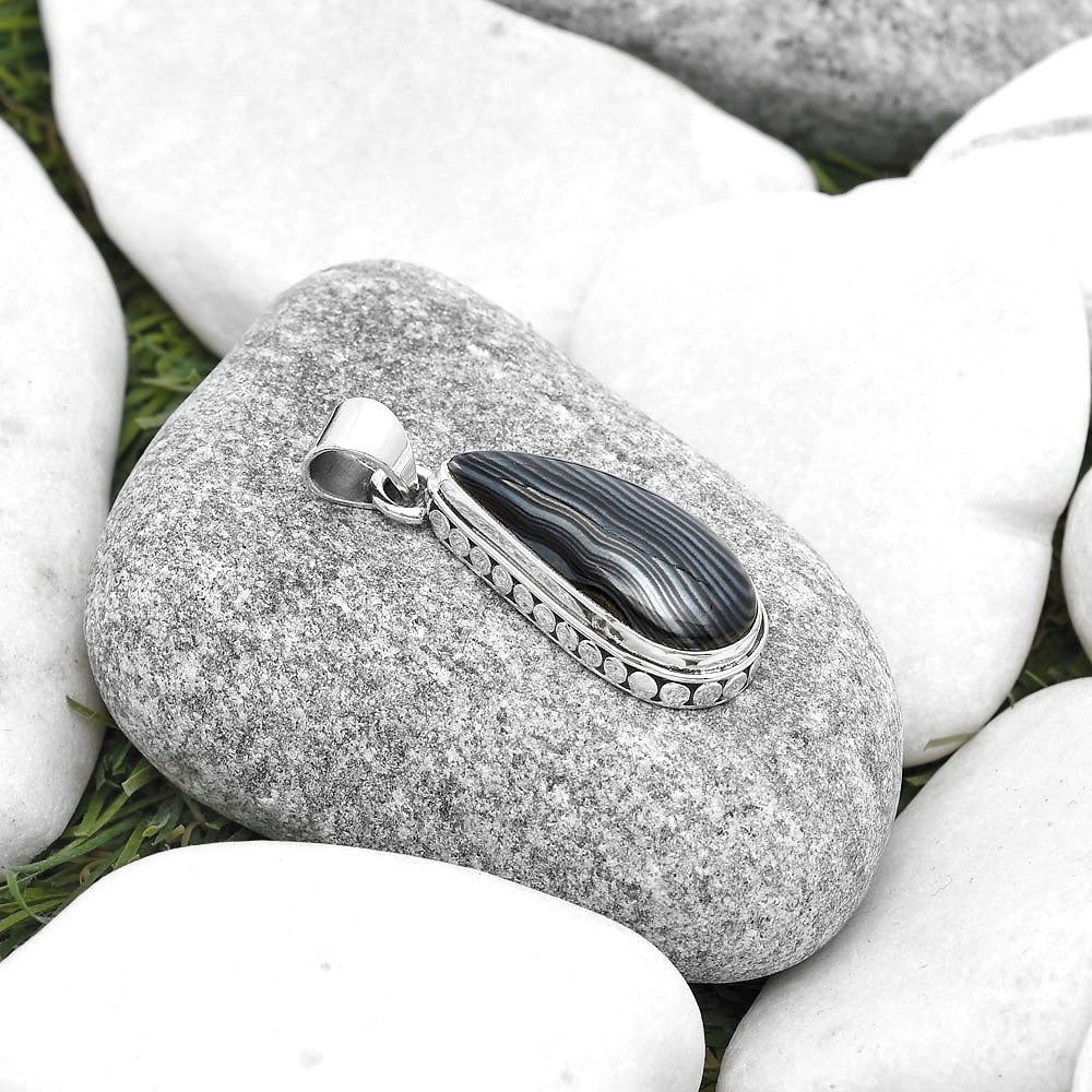 Crown Of Silver Psilomelane - Black Malachite Pendant P-1134 SDP127217