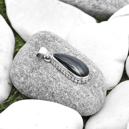 Crown Of Silver Psilomelane - Black Malachite Pendant P-1134 SDP127217