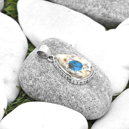 Natural K2 Blue - Azurite In Quartz Pendant P-1134 SDP127224