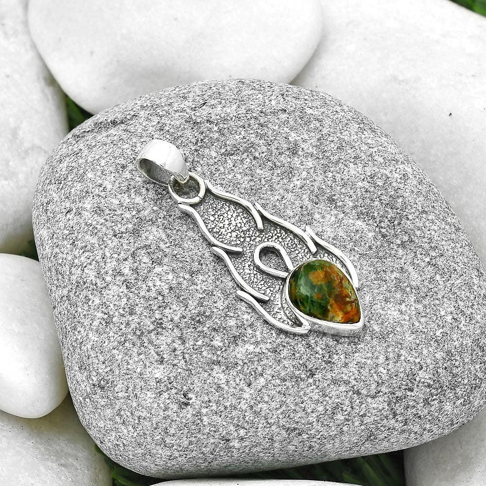 Natural Turkish Rainforest Chrysocolla Pendant P-1400 SDP127266
