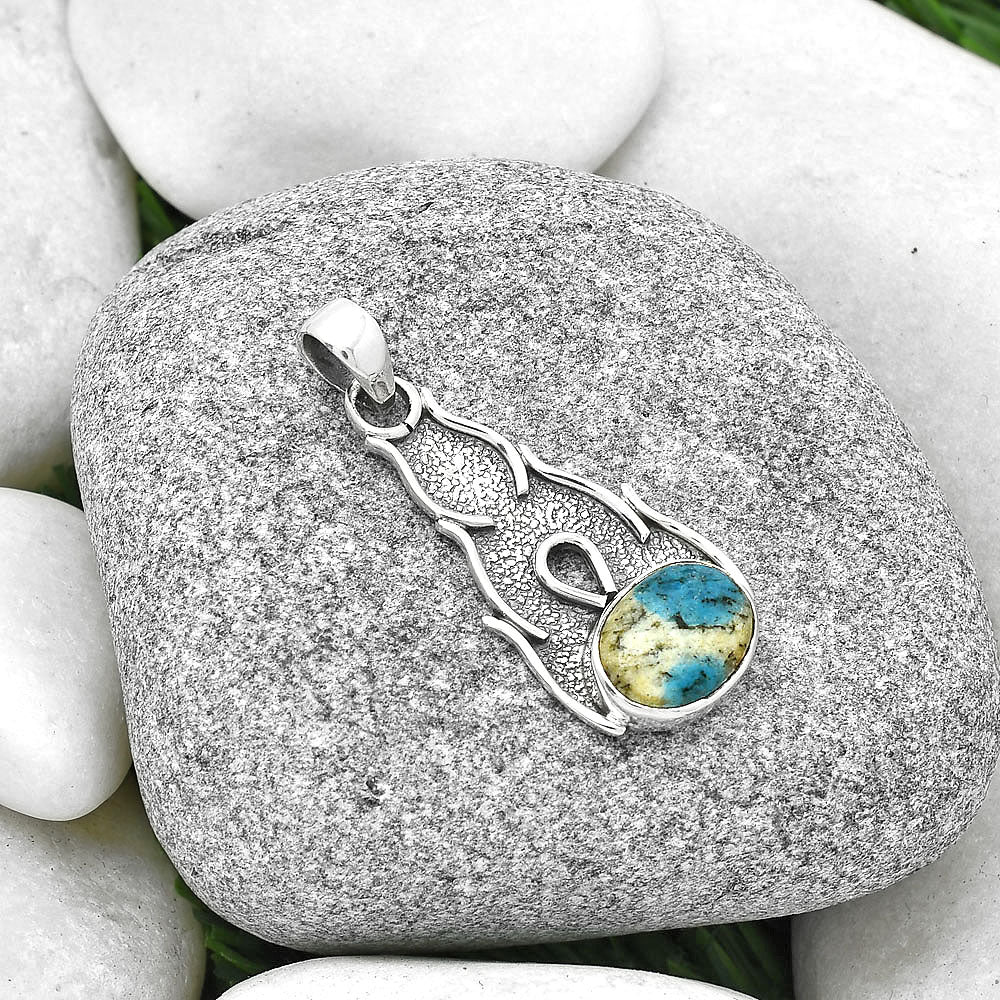 Natural K2 Blue - Azurite In Quartz Pendant P-1400 SDP127275
