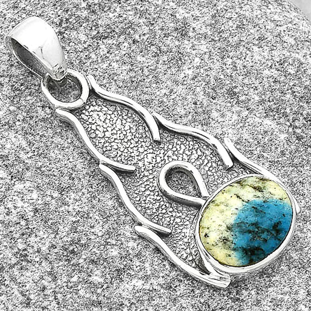 Natural K2 Blue - Azurite In Quartz Pendant P-1400 SDP127286