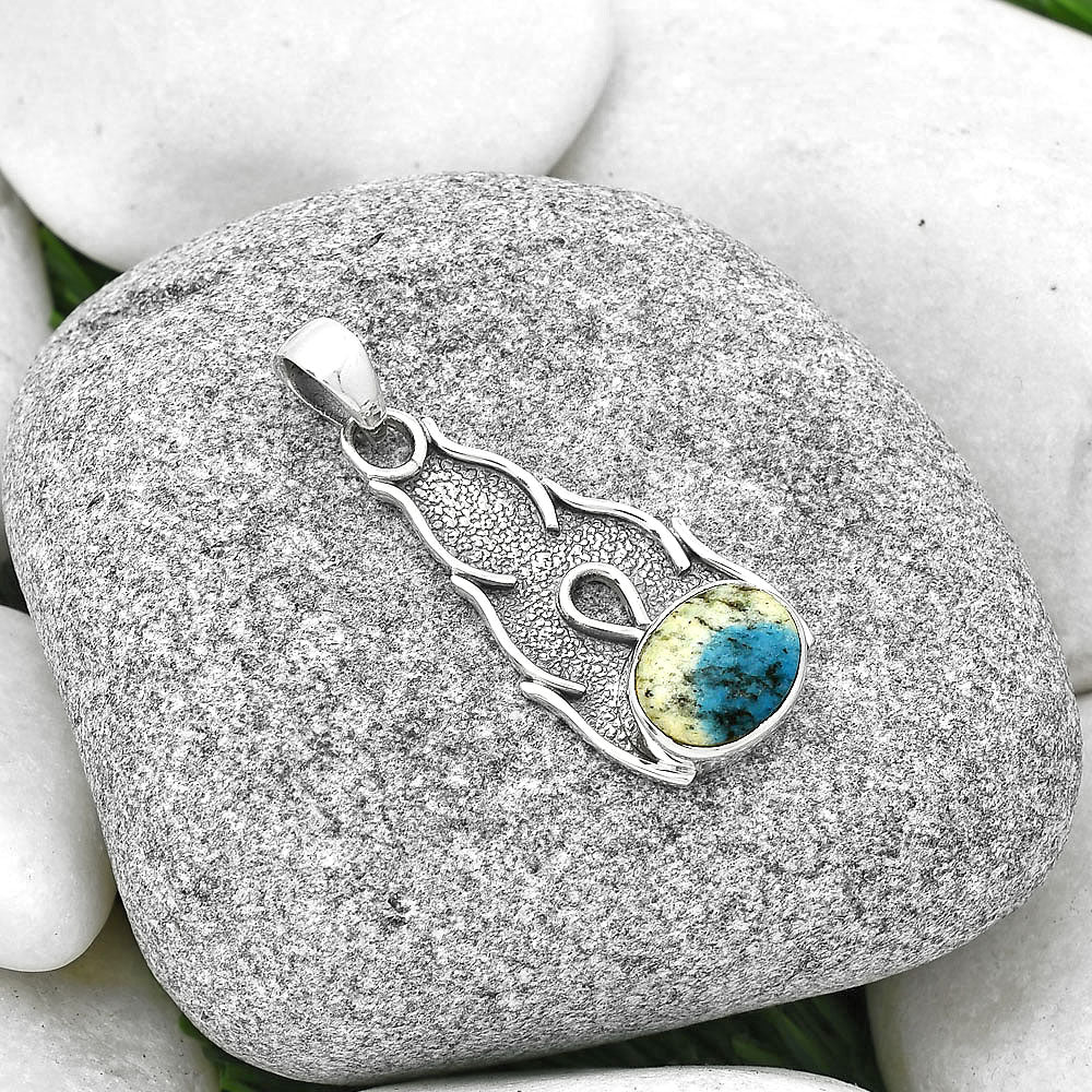 Natural K2 Blue - Azurite In Quartz Pendant P-1400 SDP127286