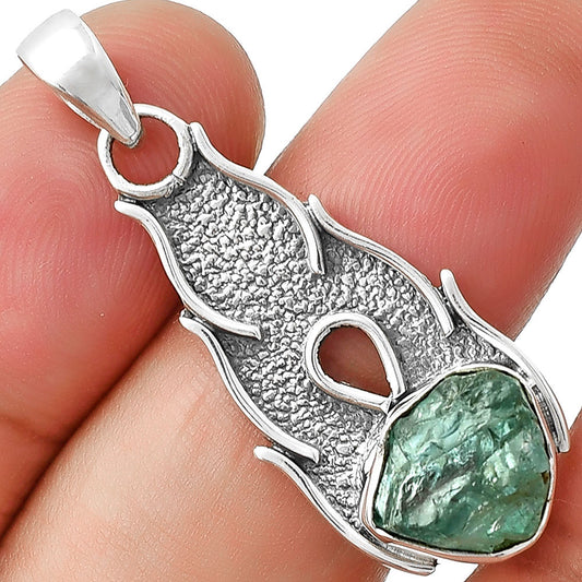 Natural Aqua Apatite Rough Madagascar Pendant P-1400 SDP127290