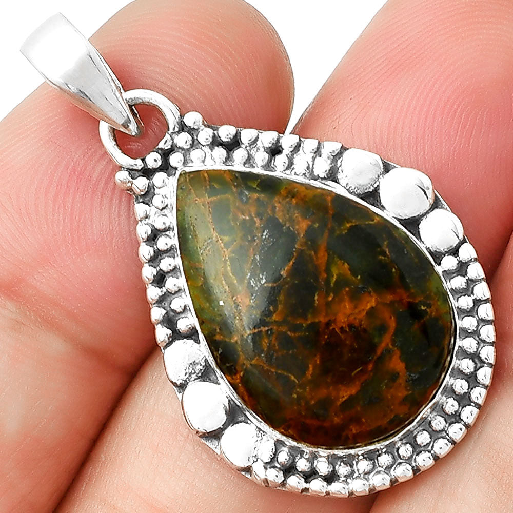 Natural Turkish Rainforest Chrysocolla Pendant P-1677 SDP127306