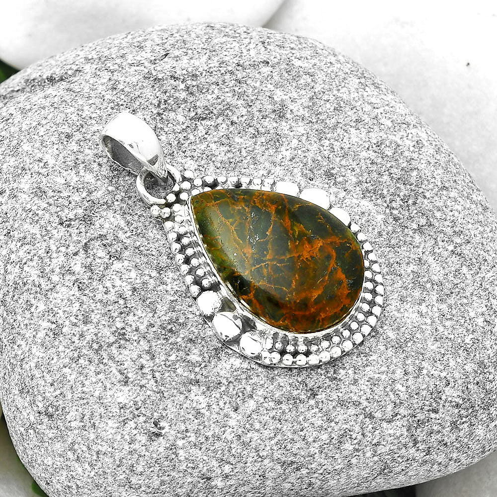 Natural Turkish Rainforest Chrysocolla Pendant P-1677 SDP127306