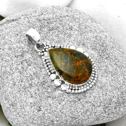 Natural Turkish Rainforest Chrysocolla Pendant P-1677 SDP127306