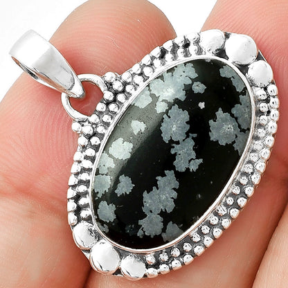 Natural Snow Flake Obsidian Pendant P-1677 SDP127318