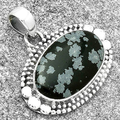 Natural Snow Flake Obsidian Pendant P-1677 SDP127318