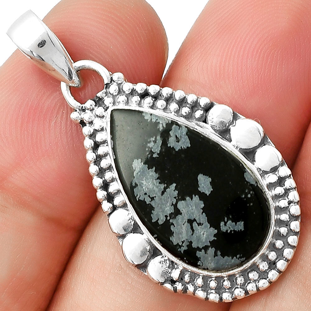Natural Snow Flake Obsidian Pendant P-1677 SDP127325