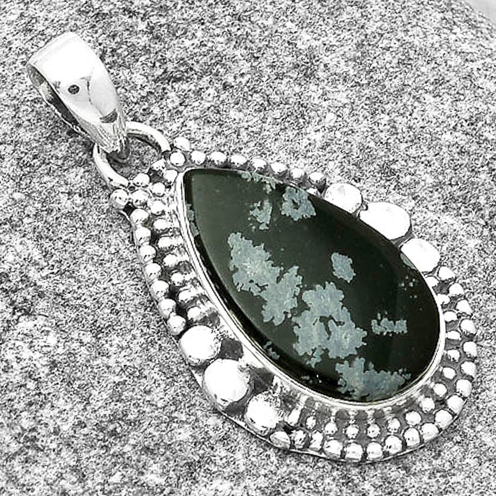 Natural Snow Flake Obsidian Pendant P-1677 SDP127325