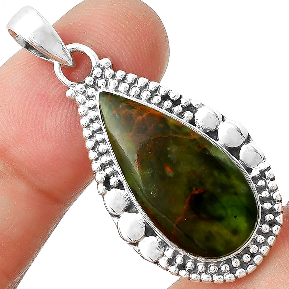 Natural Turkish Rainforest Chrysocolla Pendant P-1677 SDP127328