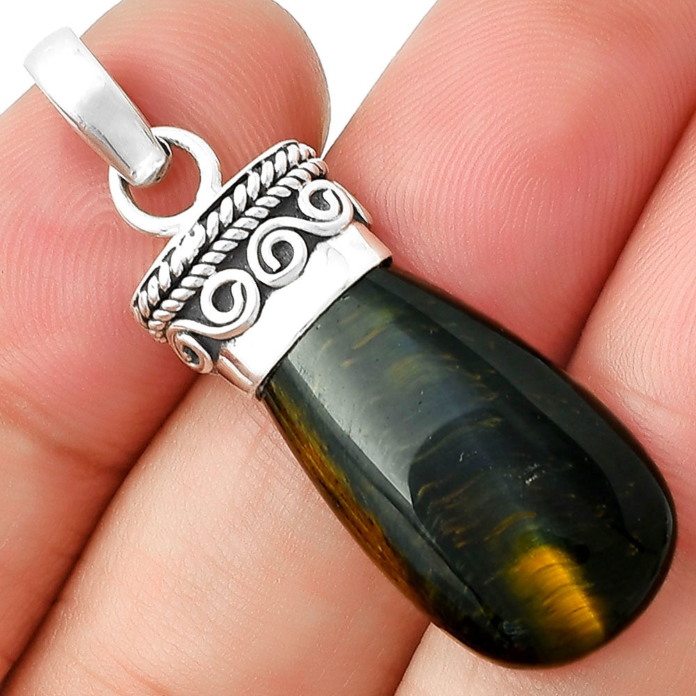 Natural Blue Tiger Eye Pendant P-1331 SDP127353