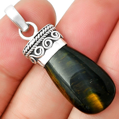 Natural Blue Tiger Eye Pendant P-1331 SDP127353