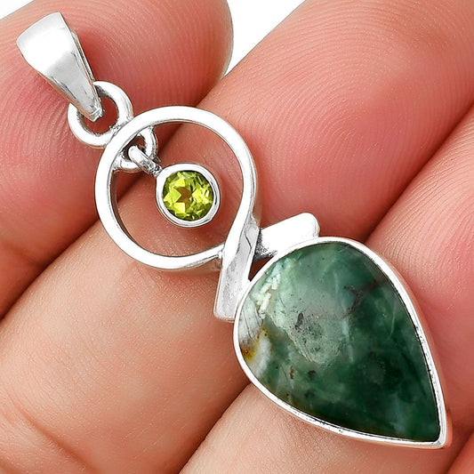 Natural Larsonite Jasper & Peridot Pendant P-1048 SDP127377