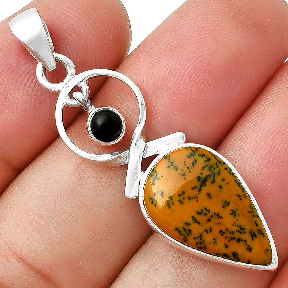 Russian Honey Dendrite Opal & Black Onyx Pendant P-1048 SDP127379
