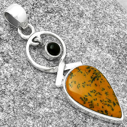 Russian Honey Dendrite Opal & Black Onyx Pendant P-1048 SDP127379