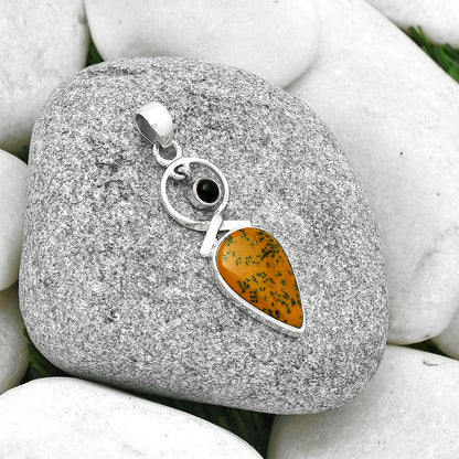 Russian Honey Dendrite Opal & Black Onyx Pendant P-1048 SDP127379