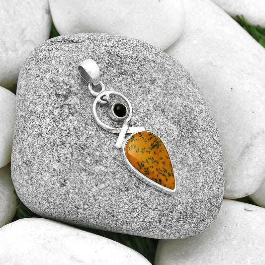 Russian Honey Dendrite Opal & Black Onyx Pendant P-1048 SDP127379