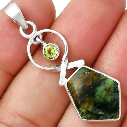 Turkish Rainforest Chrysocolla & Peridot Pendant P-1048 SDP127381