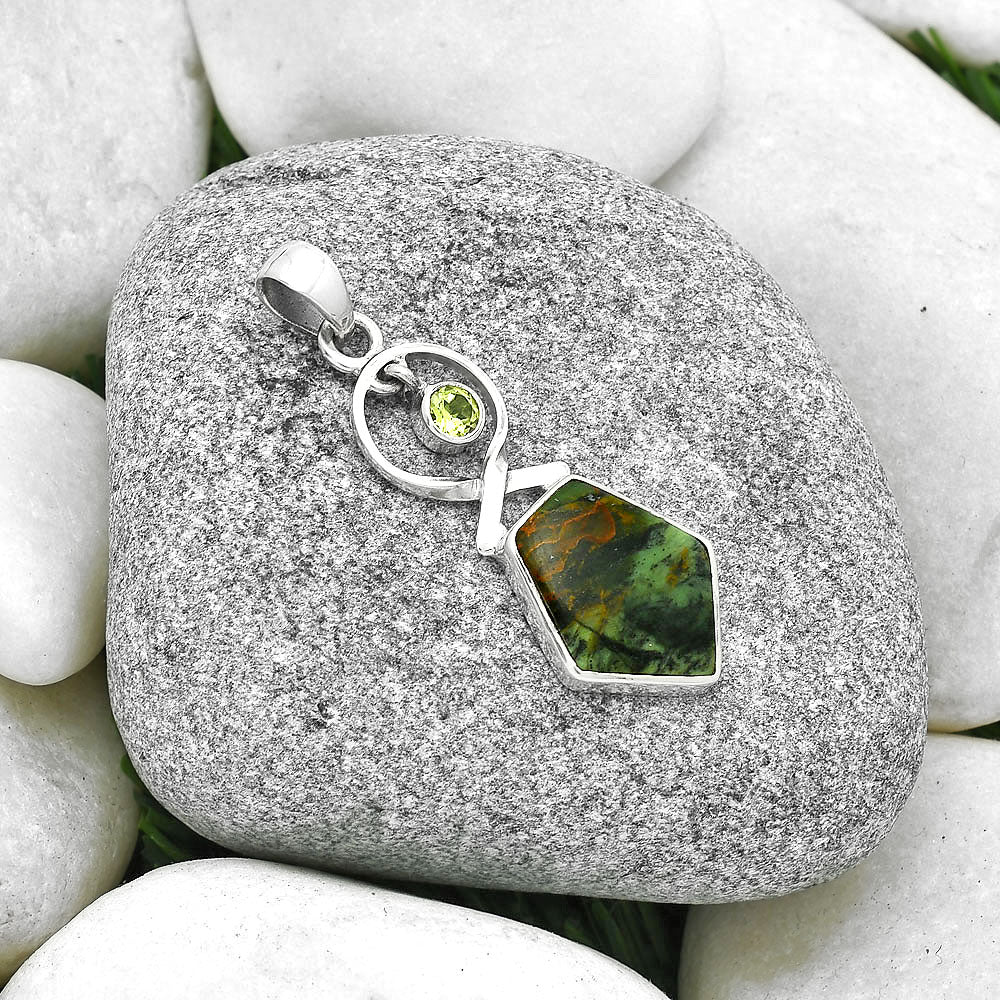 Turkish Rainforest Chrysocolla & Peridot Pendant P-1048 SDP127381