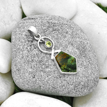 Turkish Rainforest Chrysocolla & Peridot Pendant P-1048 SDP127381